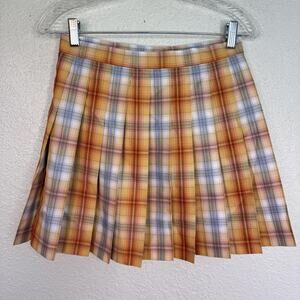 Lunas Journeys Skirt Womens Large Plaid Pleated Mini Lined Retro School Girl Y2K